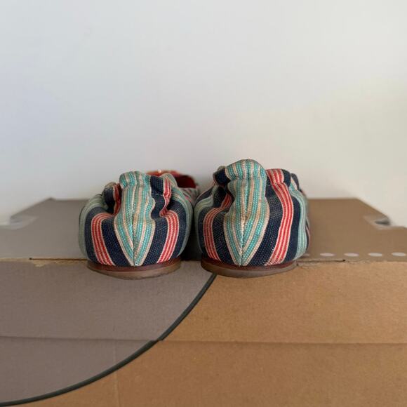 TORY BURCH Reva Printed Canvas Bauer Striped Ballet Flats-Women 7.5 - Picture 3 of 11